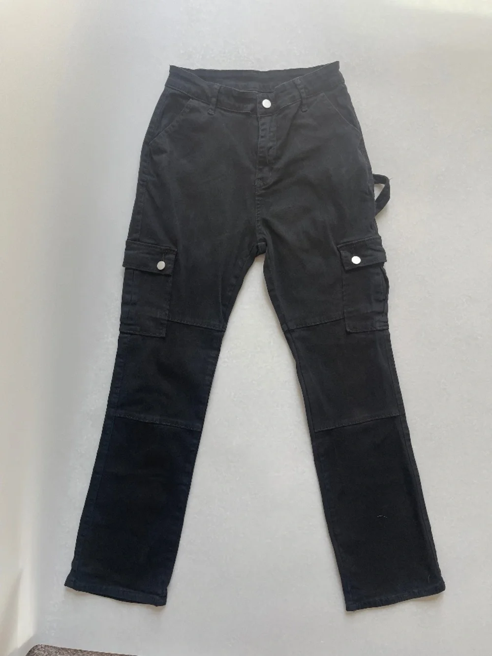 Black Cargo Jeans Womens Size M Stretch Utility Pocket Pants
